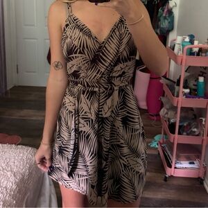 Benoa Swim Black and Tan Leaf Print Midi Dress